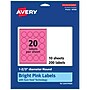 Avery Round Laser/Inkjet Multipurpose Labels, 1-2/3" Dia, Bright Pink (200/Pack)~#|#~6B890308-B9A5-46ED-A592D6FEA806905E_sc7