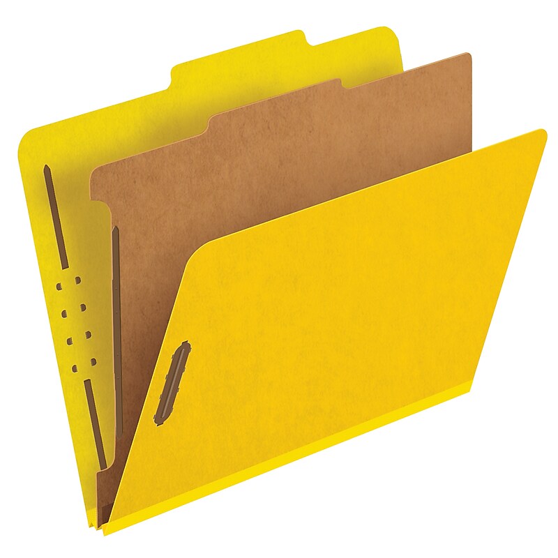 Pendaflex Pressboard Classification Folder, 1-Dividers, 1 3/4" Expansion, Letter Size, Yellow, 10/Box (23734) image 1