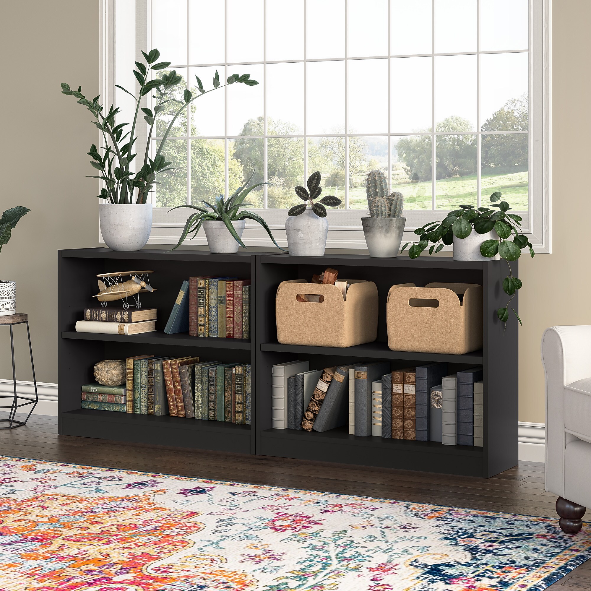 Bush Furniture Universal 30″H 2-Shelf Bookcase, Classic Black, 2/Set (UB001BL) Sansujyuku sansujyuku.com