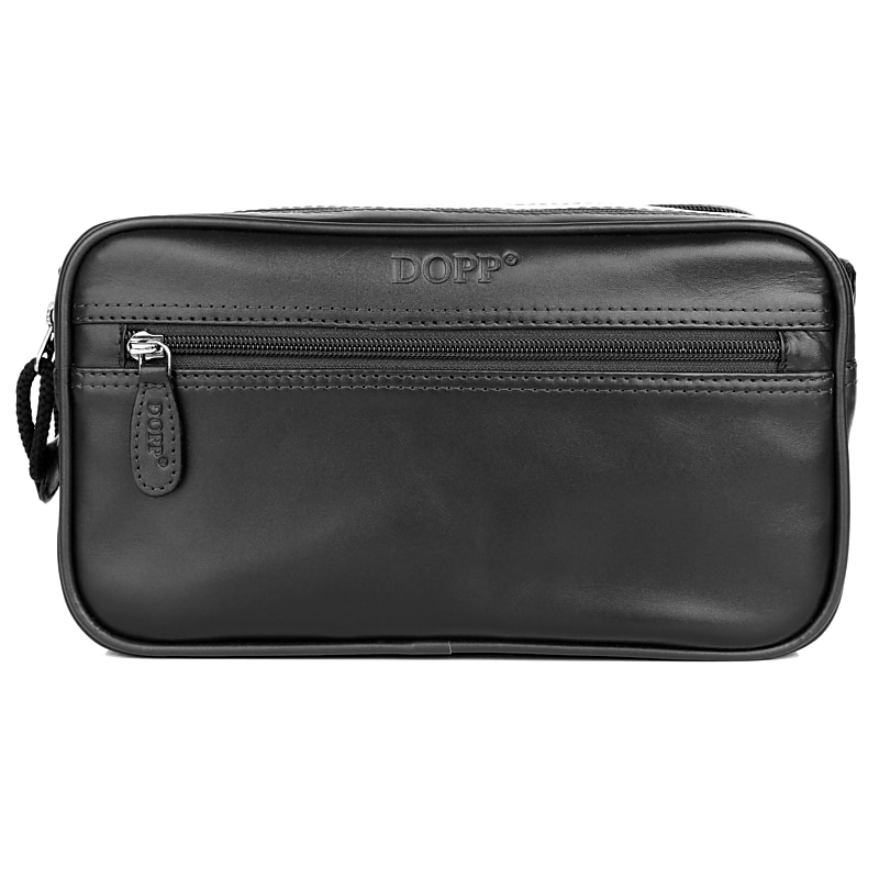 DOPP First Class Seasoned Traveler 10.25" Leather Toiletry Bag, Water Resistant, Black (06947D.BK) image 1
