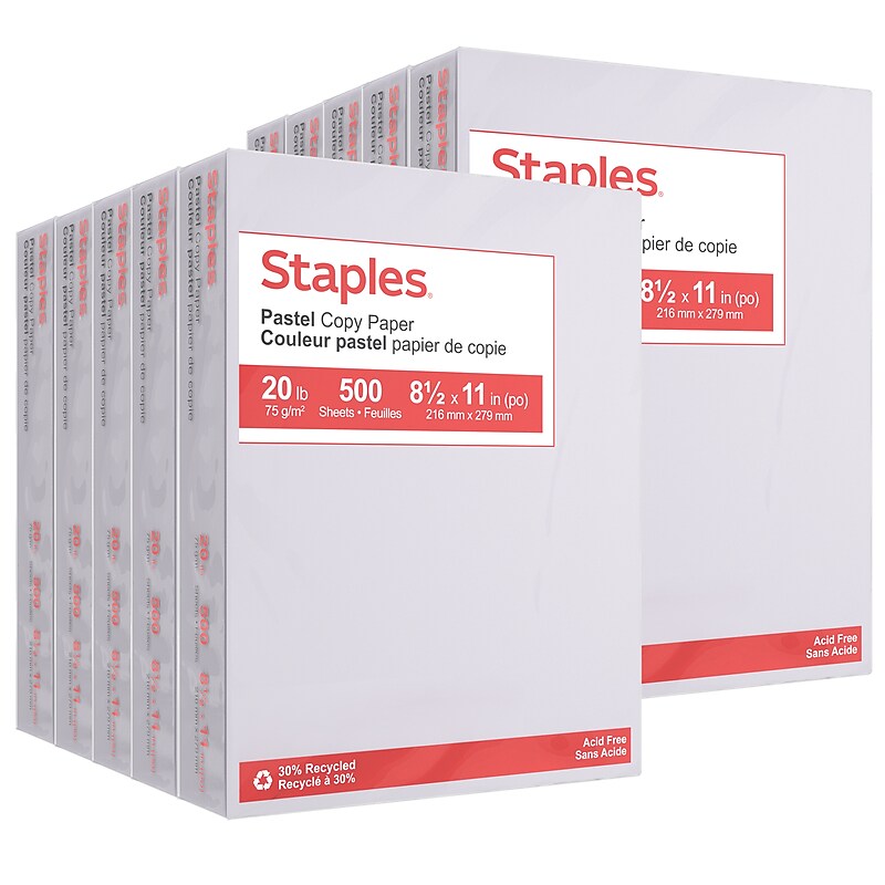 Staples Pastel 30% Recycled Color Copy Paper, 20 lbs., 8.5" x 11", Gray, 500 Sheets/Ream, 10 Reams/Carton (073050CT) image 1