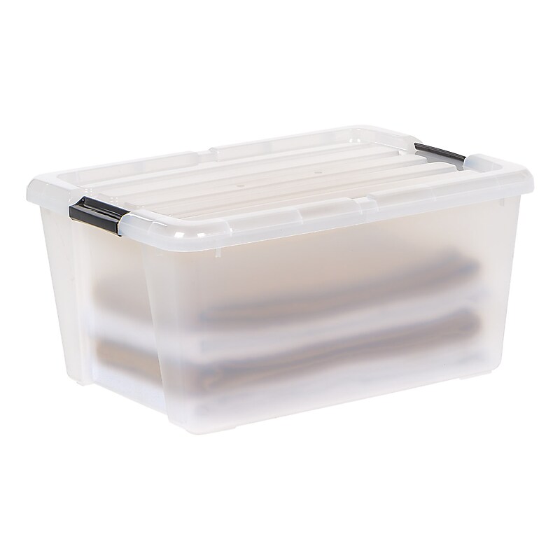 Iris Latching Plastic Hinged Closure Storage Bin, Clear, 4/Pack (585098) image 1