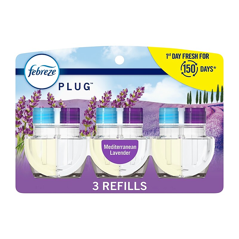 Febreze Fade Defy Plug Air Freshener Warmer Refill, Mediterranean Lavender Scent, 0.87 fl. oz., 3/Pack (54367) image 1