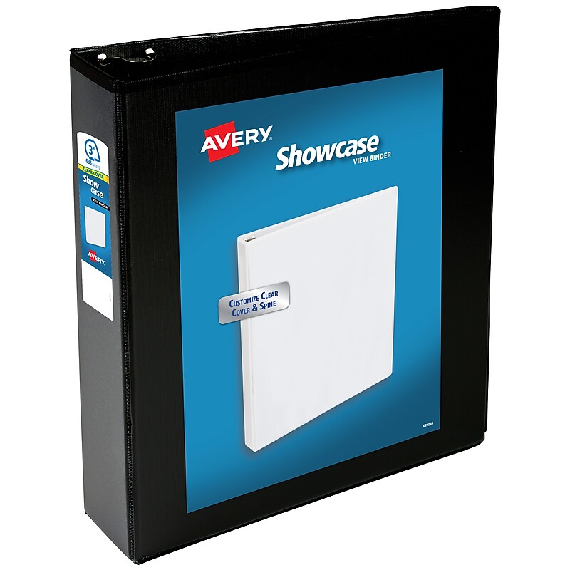 Avery Showcase 3" 3-Ring View Binders, Slant Ring, Black (19750) image 1