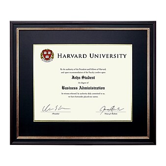 Excello Global Products 11" x 14" Composite Wood Photo/Document Frame, Black/Gold (EGP-HD-0383)