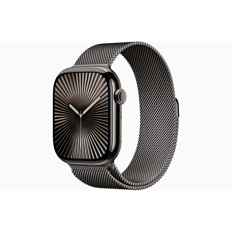 Apple Watch Series 10, GPS + Cellular, 46mm, Slate Titanium Case, Slate Milanese Loop (MWYW3LW/A) image 1