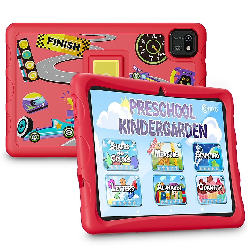 Contixo K103 10” Tablet, Octa-Core, Wi-Fi, 32GB, Android 13, Bundled with Disney eBooks, Stylus, Kid Proof Case, Red image 1