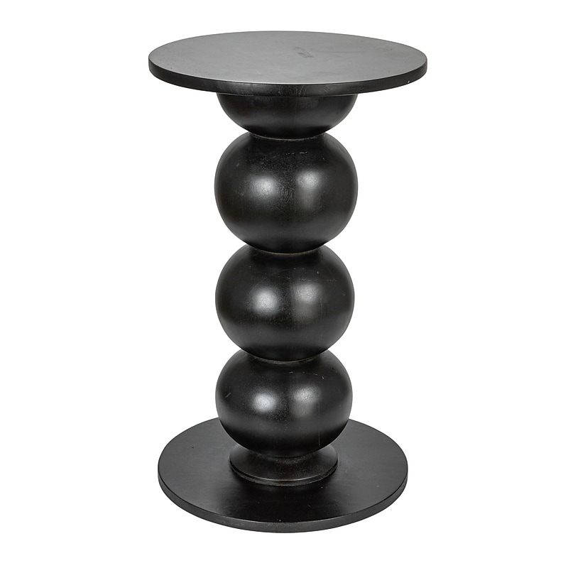 Storied Home Mango Wood Round End Table, Black (EC1661) image 1