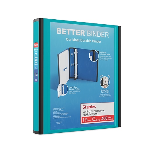 Staples 1 1/2" 3Ring Better Binder, DRing, Light Blue (13468CC