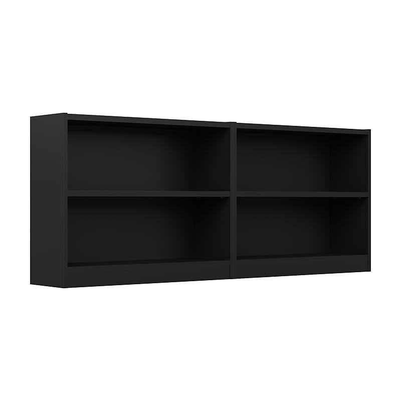 Bush Furniture Universal 30"H 2-Shelf Bookcase, Classic Black, 2/Set (UB001BL) image 1