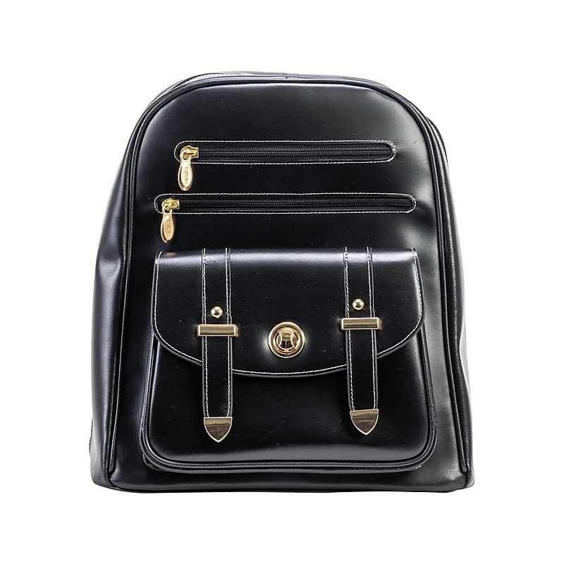 McKlein ROBBINS Leather Laptop Backpack, Medium, Black (99585) image 1
