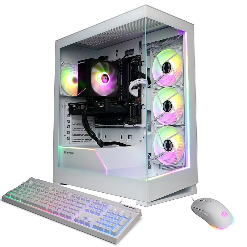 CyberPowerPC Gaming Desktop Computer, AMD Ryzen 7 9700X, Radeon RX 7700 16GB, 16GB RAM, 1TB SSD, Windows 11 Home, White image 1