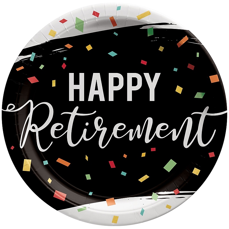 Party City Happy Retirement 10.5" Paper Plates, Multicolored, 8 Plates/Pack (AM59050127-ST) image 1