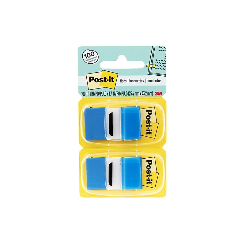 Post-it Flags Value Pack, 1", Blue, 50 Flags/Dispenser, 12 Dispensers/Box (680-BE12) image 1