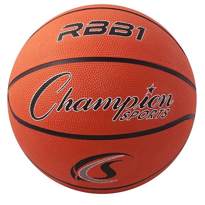 Champion Sports Official Size Rubber Basketball, Orange/Black, 2