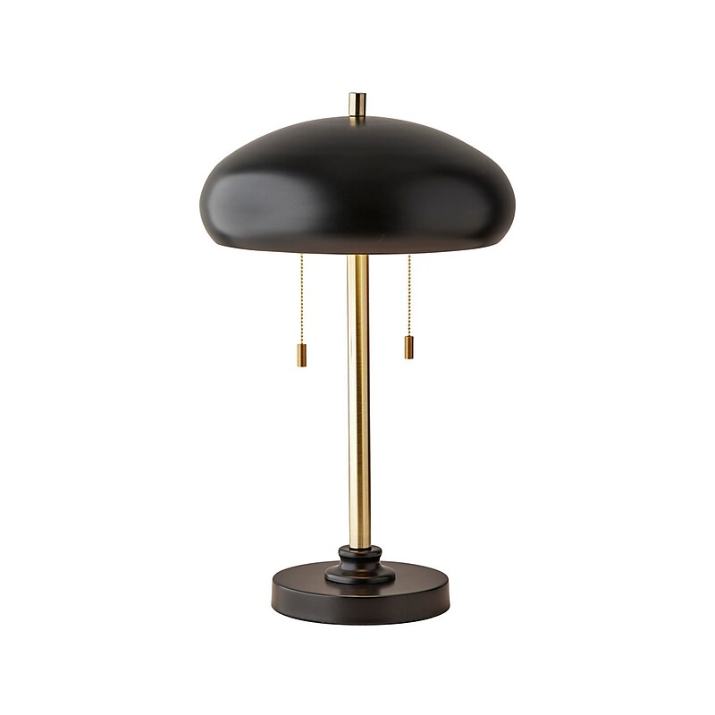 Adesso Cap Incandescent Table Lamp, Black/Antique Brass (1562-21) image 1
