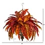 Nearly Natural 28" Autumn Boston Fern Artificial Plant in Hanging Metal Bowl (8617)~#|#~6BEF6FE2-36A1-41D3-872EF9B0612915F5_sc7