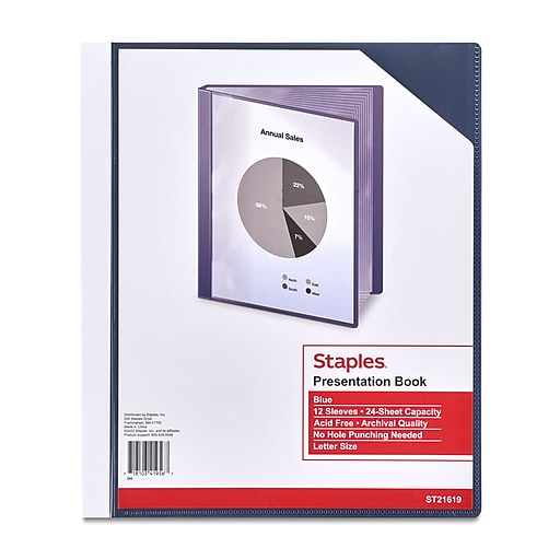Staples Letter Clear Cover Presentation Book, Blue (21619)