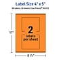 Avery Laser/Inkjet Multipurpose Rectangle Labels, 4" x 5", Bright Orange, 80/Pack (94253)~#|#~6BF968EA-7520-4038-9EE46A71C44779DD_sc7
