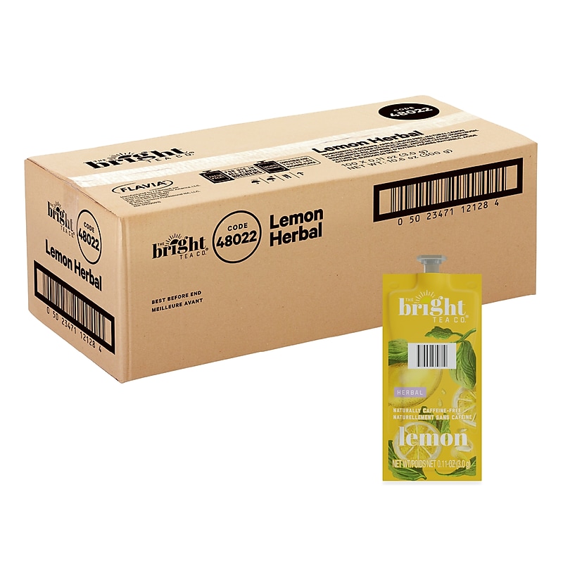 The Bright Tea Co. Lemon Herbal Tea, Flavia Freshpacks, 100/Carton (B502) image 1