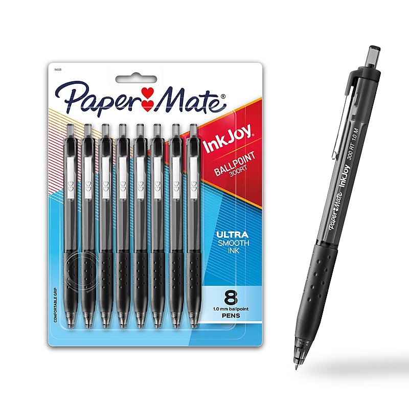 Paper Mate InkJoy 300RT Retractable Ballpoint Pen, Medium Point, Black Ink, 8/Pack (1781565/1945920) image 1
