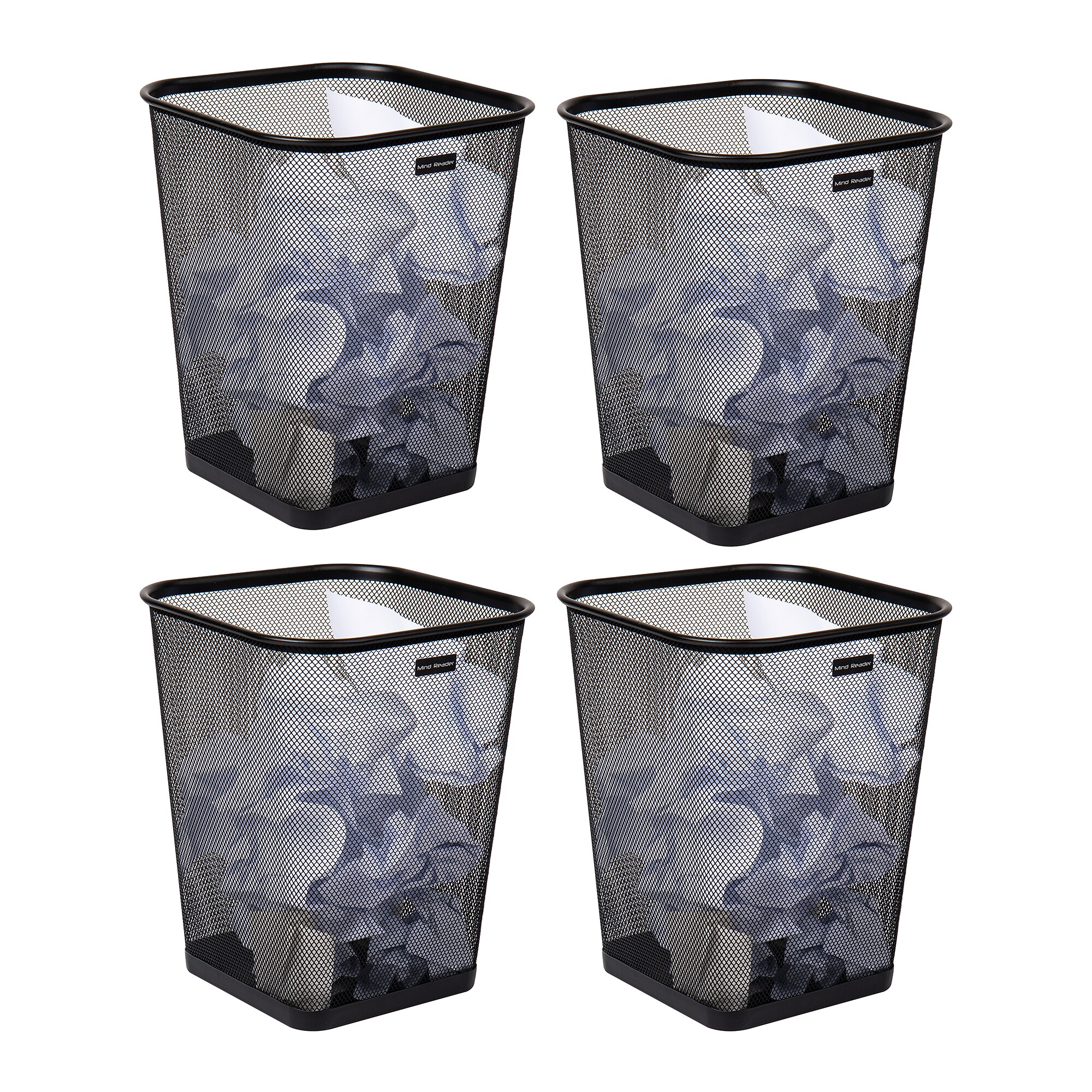 Mind Reader Metal Trash Can, 5 Gallon, Black, 4/Pack (4SQUAGA-BLK) Sansujyuku sansujyuku.com
