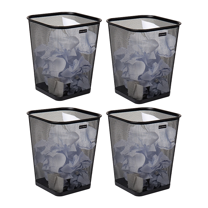 Mind Reader Metal Trash Can, 5 Gallon, Black, 4/Pack (4SQUAGA-BLK) image 1