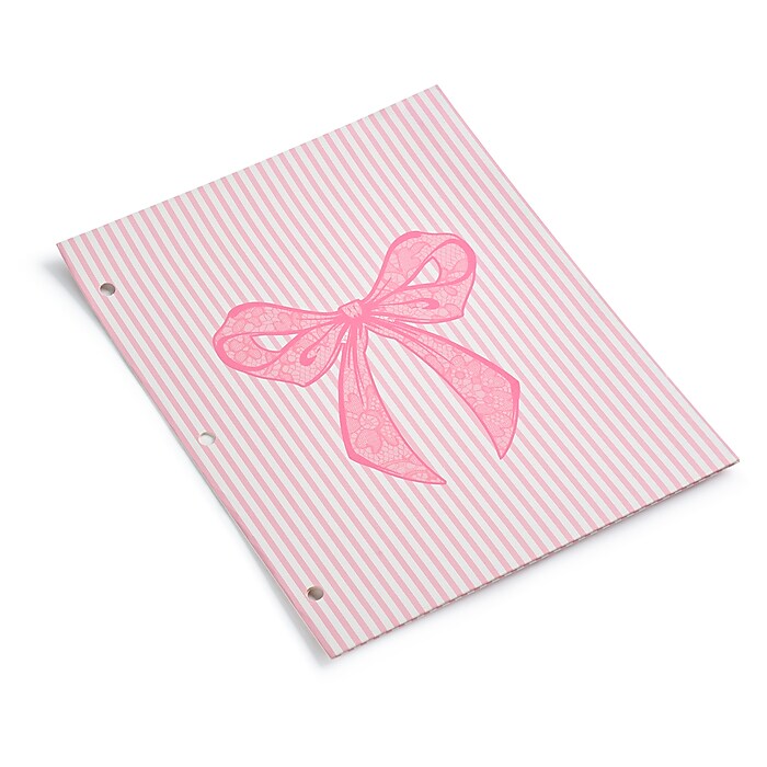Recess Club Soft Romance Bow 3-Hole Punched 2-Pocket Folder, Pink