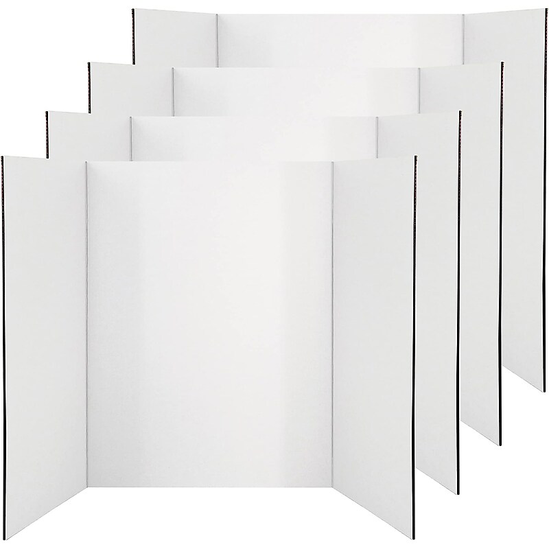 Enday Emraw Tri-Fold Presentation Board, 36" x 48", Corrugated, White, 4/Pack (EDY11544) image 1