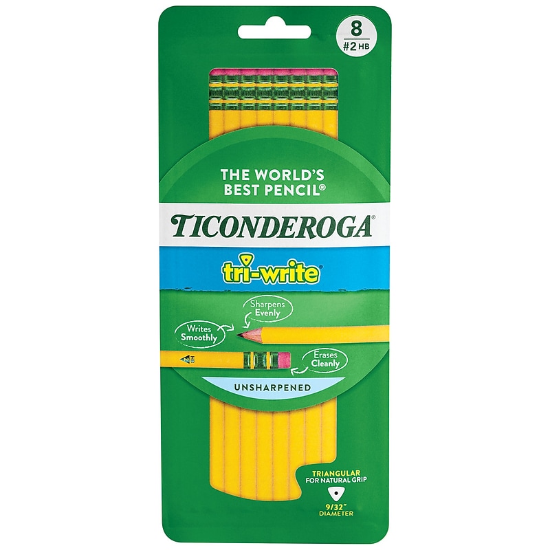Ticonderoga Wooden Pencil, 0.7mm, #2 Soft Lead, 8/Pack (13852) image 1