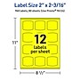 Avery Laser/Inkjet Arched Square Multipurpose Labels, 2" x 2-3/16", Neon Yellow, 960/Box (94124)~#|#~6C4A6B13-6B05-40E0-96CBBA420DDC0961_sc7
