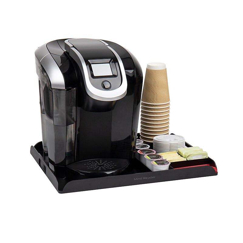 Mind Reader Plastic 7-Compartment Countertop Coffee Organizer Tray, Black (KEUTRAY-BLK) image 1
