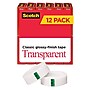 Scotch Transparent Clear Tape Refill, 0.75" x 27.77 yds., 1" Core, Clear, 12 Rolls/Pack (600K12)~#|#~6C51FD03-C3DB-49B3-A737F0351AA149E0_sc7