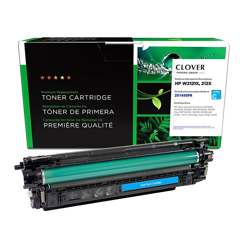 Clover Imaging Group Remanufactured Cyan High Yield Toner Cartridge Replacement for HP 212X (W2121X) image 1