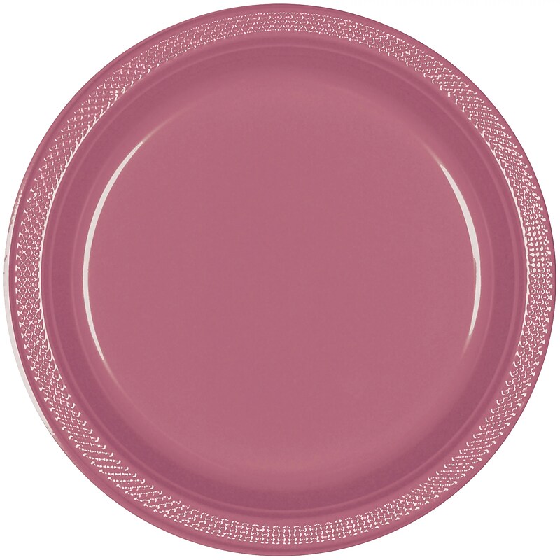Party City 10.25" Plastic Plates, Mauve, 20/Pack (AM43015-164-NS) image 1