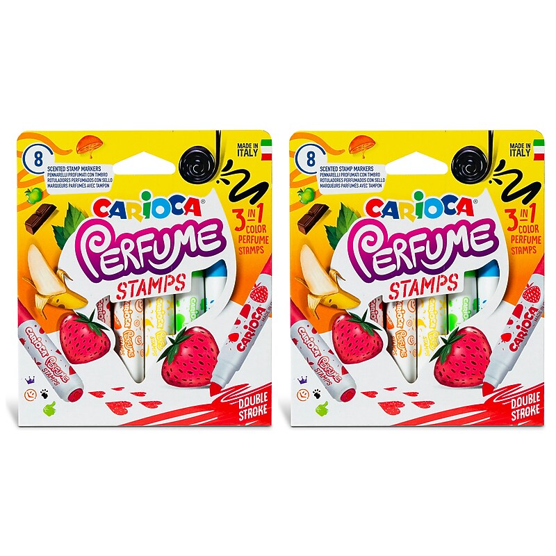 CARIOCA Perfume Stamps Washable Kids Markers, Double Stroke Tip, Assorted Colors, 8/Pack, 2/Bundle (CRA42988-2) image 1