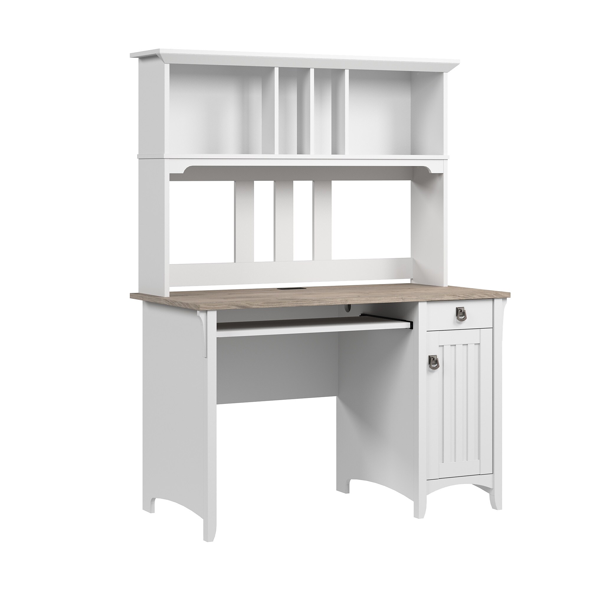 Bush Home Salinas Small Computer Desk with Hutch, Shiplap Gray/Pure White (MY72808-03) Sansujyuku sansujyuku.com