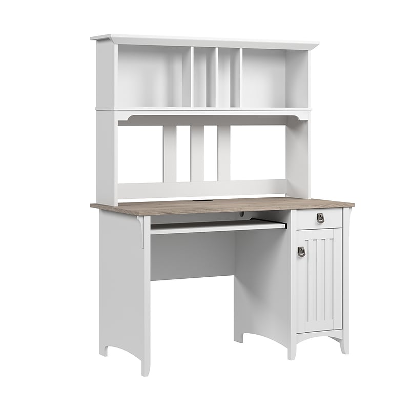 Bush Home Salinas Small Computer Desk with Hutch, Shiplap Gray/Pure White (MY72808-03) image 1