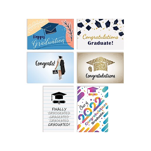 Better Office Graduation Cards with Envelopes, 4" x 6", Assorted Colors