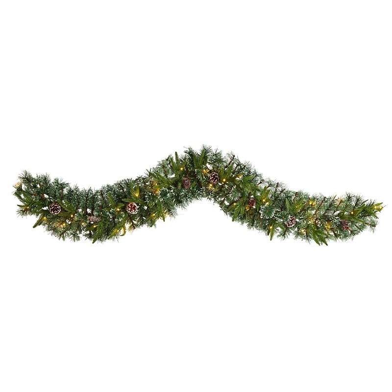 Nearly Natural Snow Tipped Christmas Artificial Garland, 6' (W1311) image 1