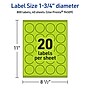 Avery Laser/Inkjet Multipurpose Circle Labels, 1.75" Dia., Bright Green, 800/Pack (94509)~#|#~6C7A3174-62AE-4D0F-9B8E2E911AF7CDB3_sc7