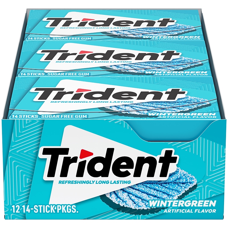 Trident Sugar Free Wintergreen Gum, 16 oz., 14 Pieces/Pack, 12/Pack (304-00058) image 1