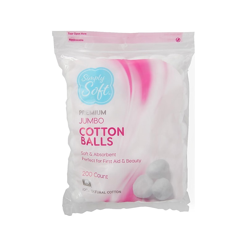 Medline Simply Soft Premium Jumbo Cotton Balls, 200/Pack, 24 Bags/Carton (RSS10003) image 1