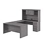 Bestar Logan 66"W U or L Shaped Desk with Drawers and Hutch, Bark Grey (46410-47)~#|#~6C84F844-68B1-4EA9-AE508F23566AAEE8_sc7