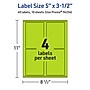 Avery Laser/Inkjet Multipurpose Rectangle Labels, 5" x 3.5", Bright Green, 40/Pack (94256)~#|#~6C86C3FA-5D83-4924-AEF1E982E687EEAF_sc7