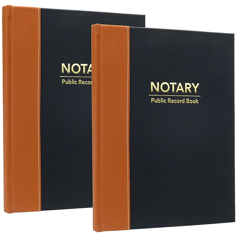 Global Printed Products Hardcover 8.5" x 11" Notary Journal, Black/Tan, 2/Pack (GPP-0094-A) image 1