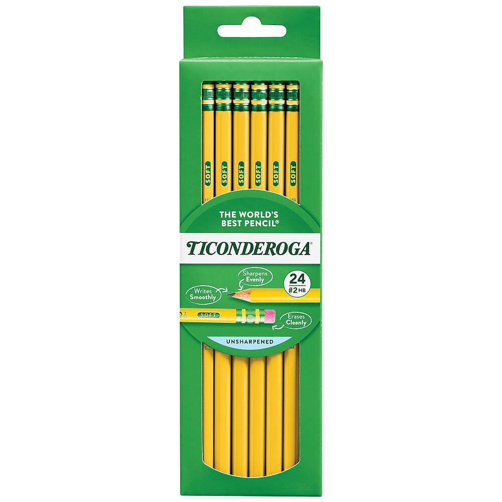 Ticonderoga® #2 wooden pencils, unsharpened,  24/pk