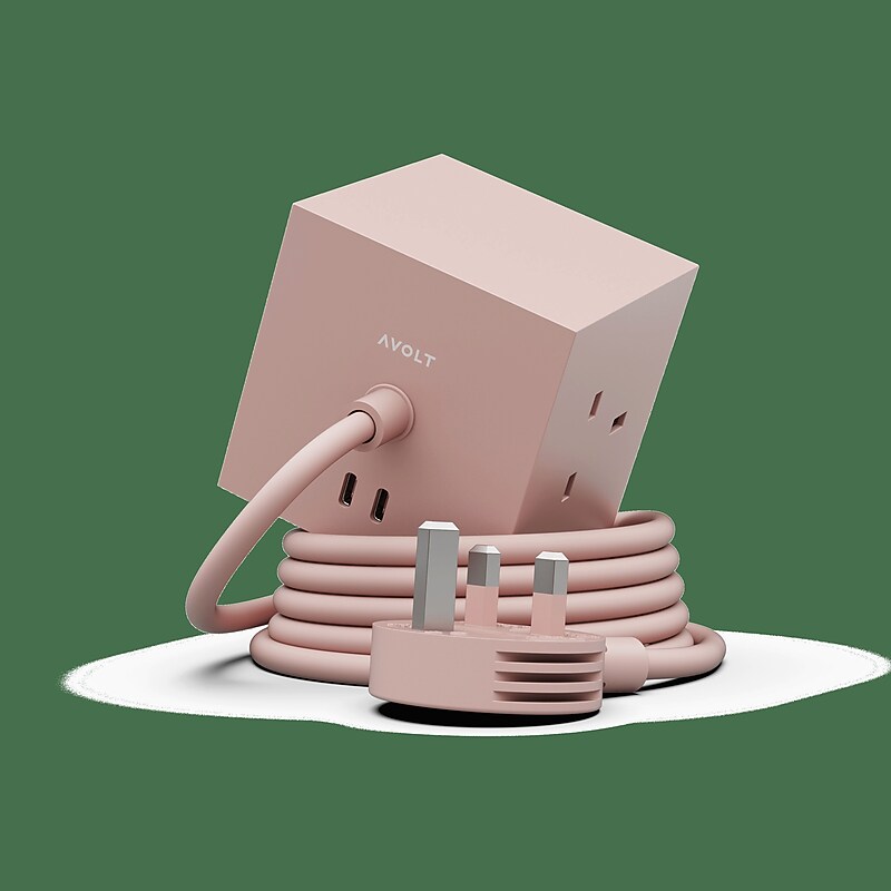AVOLT 5.9' 3-Outlet Power Extender with USB-C, Pink (SQ1-NABC30-18OP) image 1