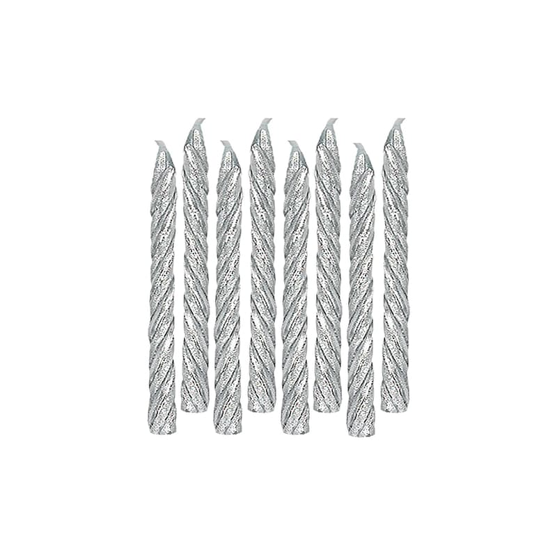 Party City Spiral Birthday Candles, Metallic Silver (AM170436) image 1