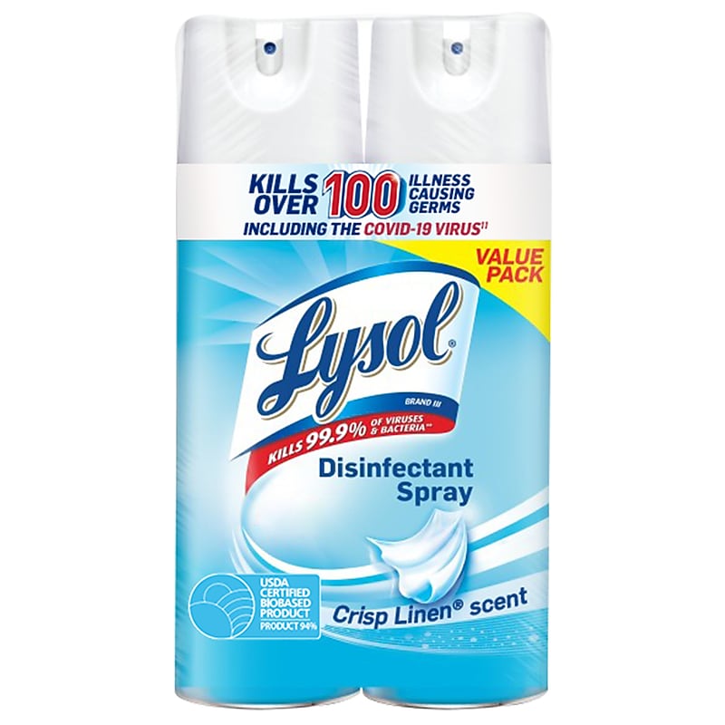 Lysol Disinfectant Spray, Crisp Linen Scent, 19 oz., 2/Pack (19200-99608) image 1
